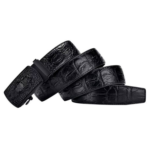 Crocodile Pattern Black Leather Belt | Size 47/49 - Picture 6 of 7